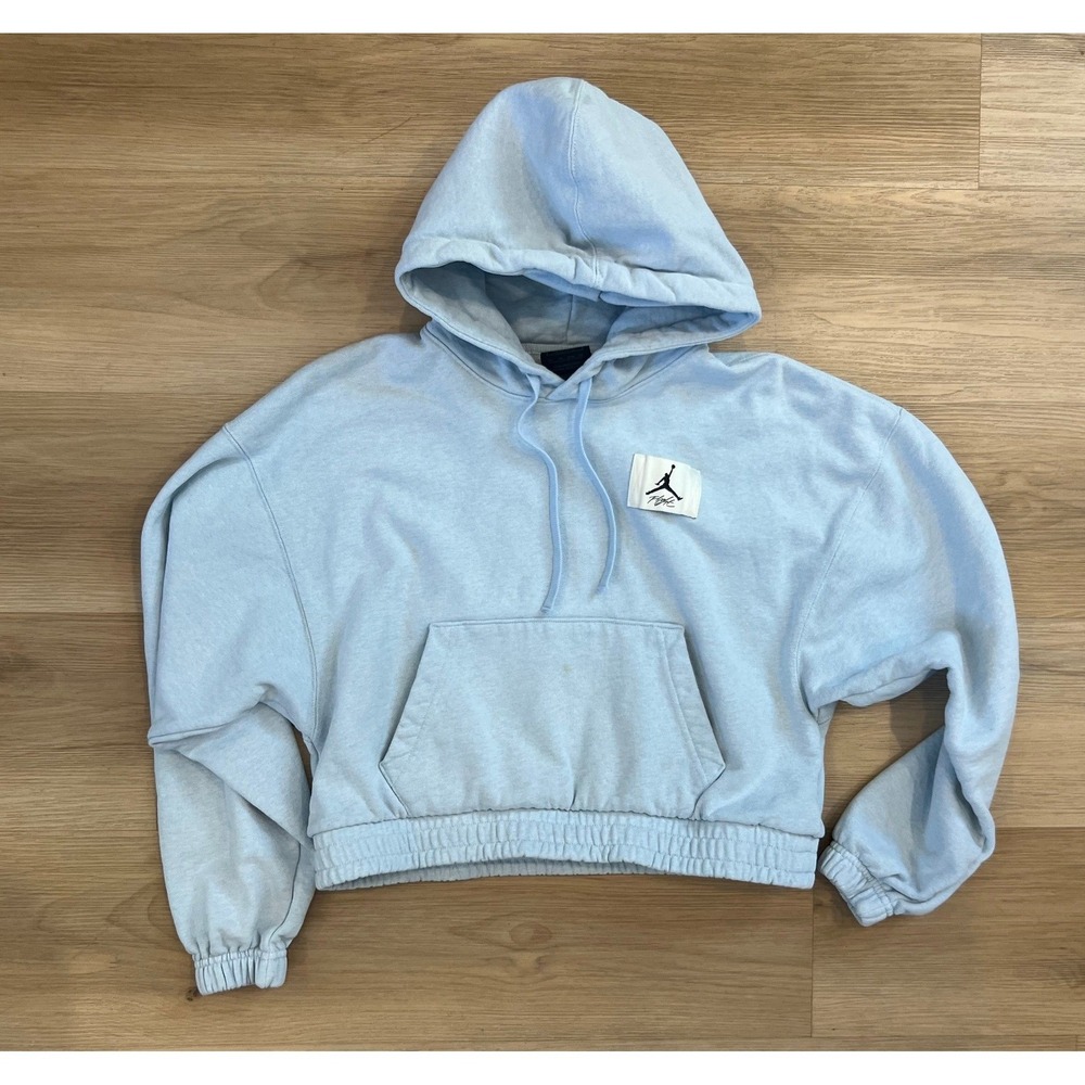Baby Blue Air Jordan Cropped Sports Hoodie Loose‎ Fit Size XS